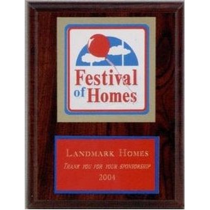 Simulated Walnut Roman Cove Plaque w/ Logo Applied to Plate (4"x6")