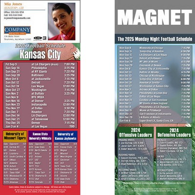 Kansas City Pro Football Schedule Magnet (3 1/2"x8 1/2")
