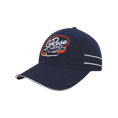 Moisture Wicking Microfiber Sports Cap w/Piping & Sandwich (Embroidered)