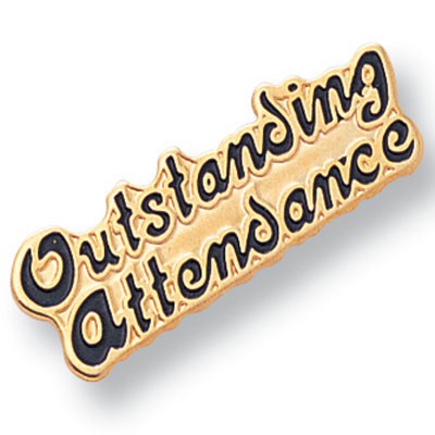 Etched Enameled School Outstanding Attendance Pin