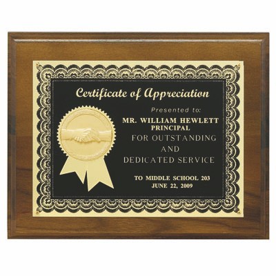 Plaque w/Black Screened Plate & 2" Medallion Insert (8"x 10")