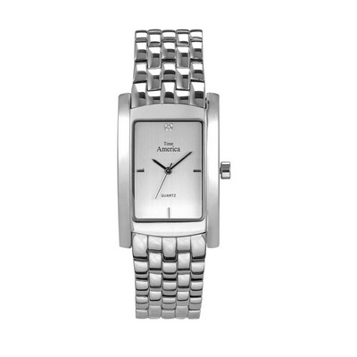 Time America Men's Dress Bracelet Tank Watch w/Brushed Silver Dial