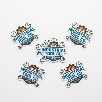 .004 Custom Shape White Matte Vinyl / low tack adh Decals (12.1 to 16 sq in) Full Color