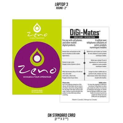 DiGi-Mates™ Round Laptop Screen Cleaner w/Printed Card (2 1/8"x 3 1/4")