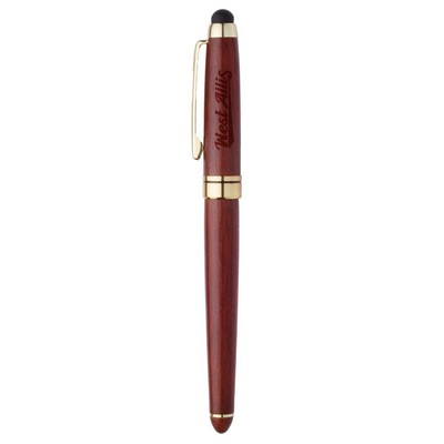 Rosewood Cap Off Rollerball Pen w/Stylus