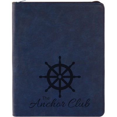 Portfolio - Blue/Engraves Black, Leatherette - 9-1/2" x 12"