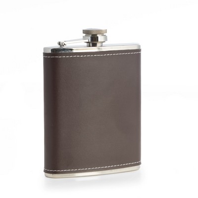 6 Oz. Brown Leather Flask