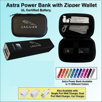Astra Power Bank Gift Set in Zipper Wallet 2600 mAh - Black No Extra Tariff