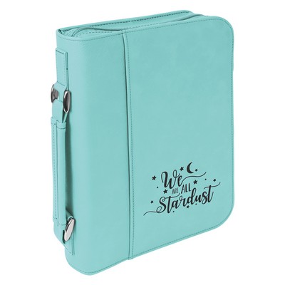 7½" x 10¾" Teal Leatherette Book/Bible Cover with Handle & Zipper