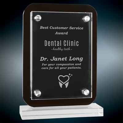 Small Black Floating Glass Standup Plaque