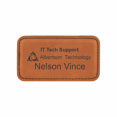 3 1/4" x 1 3/4" Rawhide Leatherette Badge w/ Magnet