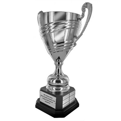 18 ½" Perpetual Bright Silver Metal Italian Swirl Pattern Trophy Cup