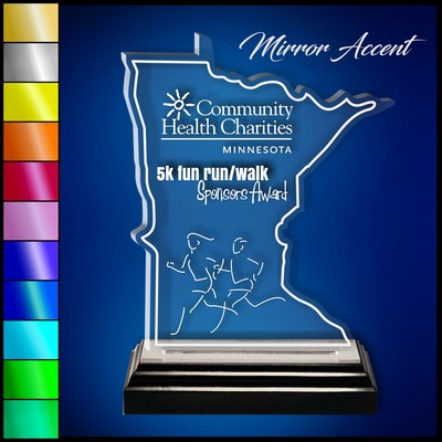 8" Minnesota Clear Acrylic Award with Mirror Accent