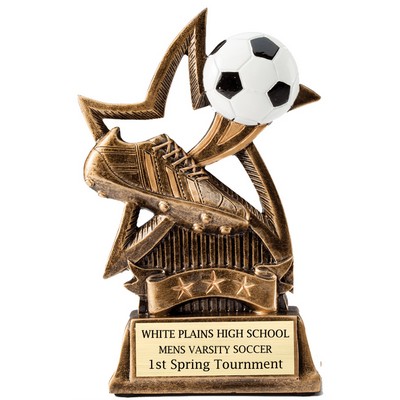 6 ½" Soccer Sweeping Star Resin Trophy