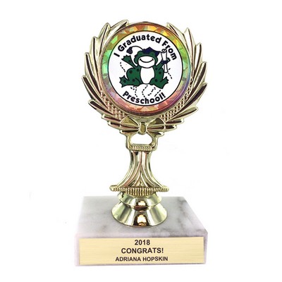5 ¼" Trophy Rise w/ 2" Mylar Pre-School Graduate Insert