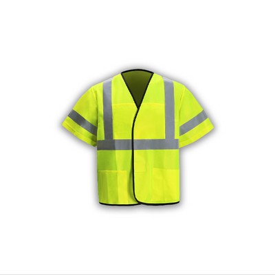 High Visibility Lightweight Vest, Class 3, Lime, Hook & Loop Closure