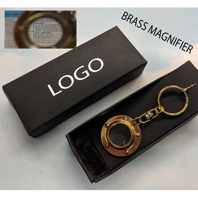 Brass Porthole Keychain w/ Magnifying 2x, ( MADE IN TAIWAN)