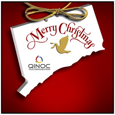 Connecticut Ornament in White Acrylic