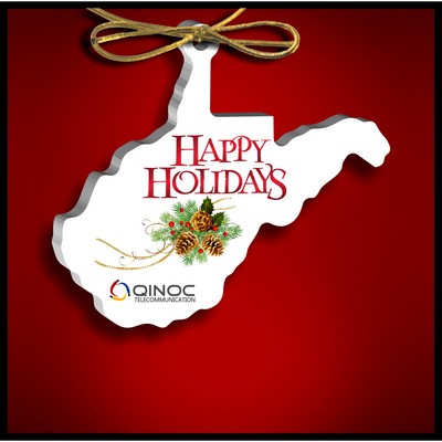 West Virginia Ornament in White Acrylic