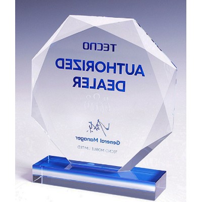Octagon Crystal Award with Blue Base