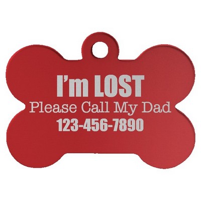 Anodized Aluminum Red Bone Pet Tags, Engraved, 1 1/2" x 1"