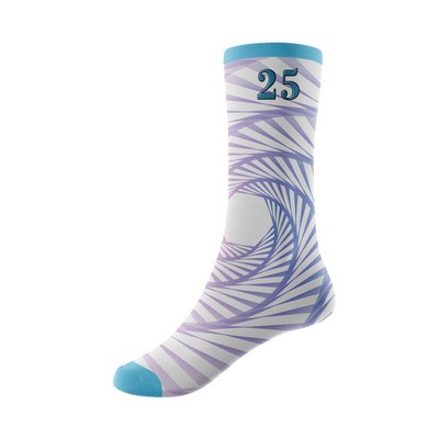 Full Dye Sublimation Poly Spandex Crew Socks with