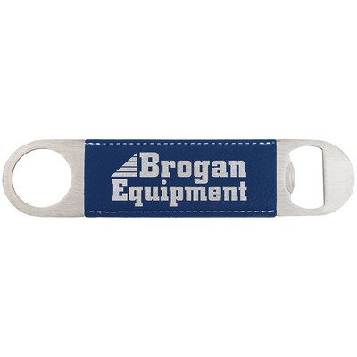 1 1/2" x 7" Blue/Silver Leatherette Bottle Opener