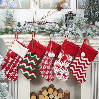 Large Christmas Stocking Knitted Decorations Candy Socks