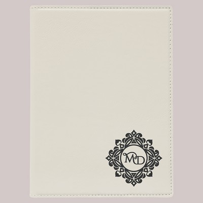 White 7" x 9" Portfolio with Notepad, Laserable Leatherette