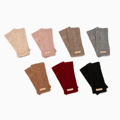 Women Knit Cashmere Wool Fingerless Gloves w/Thumb Hole 6.9" x 3.4"
