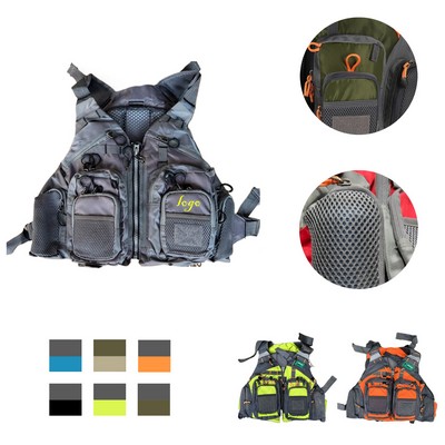 MOQ10 Adjustable Removable Fishing Life Vest Multi-Pocket Portable Floating Jacket