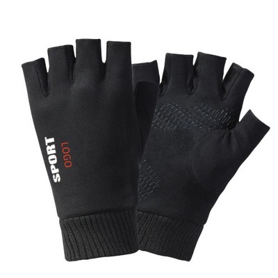 Suede Warm Half-Finger Gloves