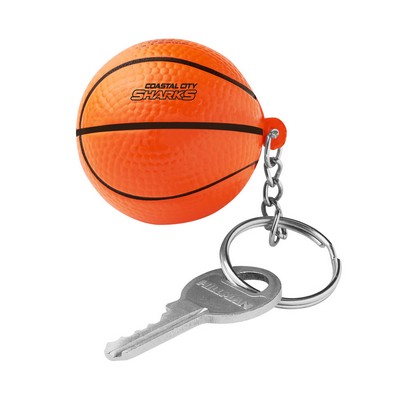 Basketball Shape Stress Ball Keychain