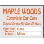 Clear Static Stick Service Clings (On a Roll) Left "Next Service Due" (2"x 1 1/2")