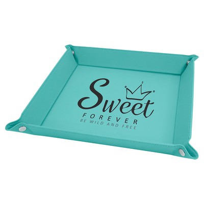 9" x 9" Snap Up Tray, Teal Laserable Leatherette