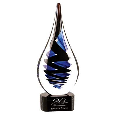 11.25" Black Twist Raindrop Art Glass