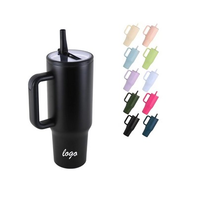 40 oz Tumbler with Handle and Flip Straw