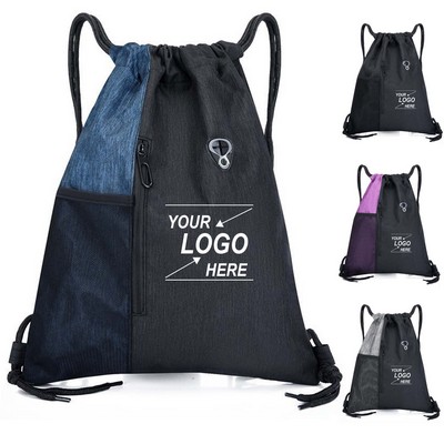 Adjustable Drawstring Backpack: Ideal Sports Gym Bag with Ventilated Mesh Pocket.