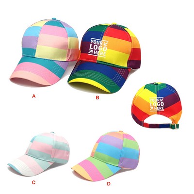 Rainbow Striped Baseball Cap