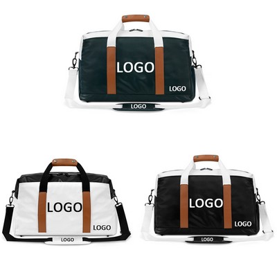 Large Capacity Water Resistant PU Leather Golf Gym Bag w/Shoes Compartment