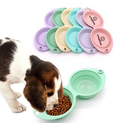 Pet Outdoor Silicone Folding Double Bowl