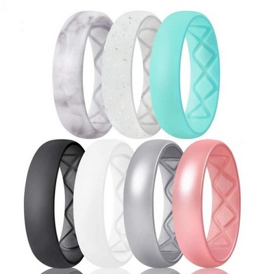 Women's Silicone Rings 8mm Wide 2 mm Thick Rubber Bands,