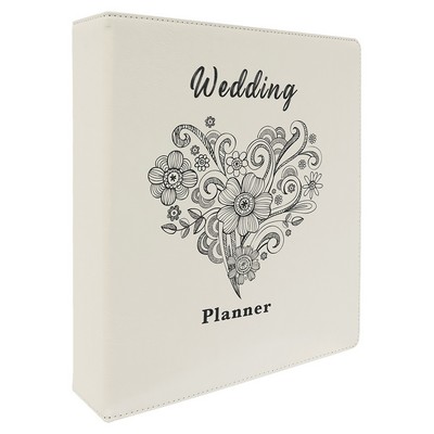 White/Black Leatherette 3 Ring Binder with 2" Slant D Rings