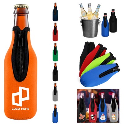 Neoprene Waterproof Zippered Bottle Sleeve Cover