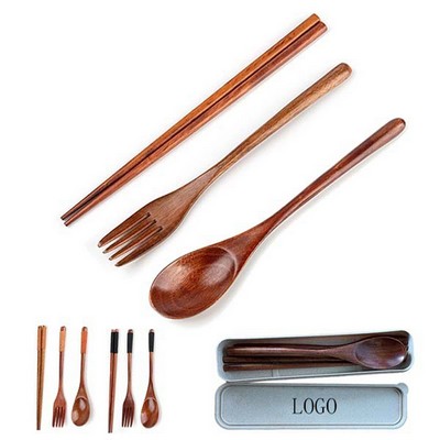 3Pcs Wooden Fork Tableware Cutlery Set