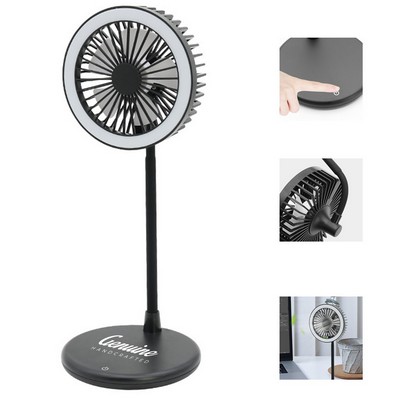 LED Desk Fan with Wireless Charger and Foldable LED Light