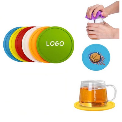 4" Custom Heat Resistant Non Slip Silicone Round Drink Coaster MOQ100PCS