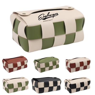 Woven PU Leather Tissue Bag