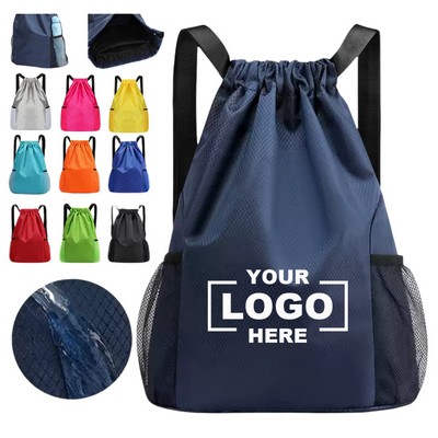Sport Mesh Pocket Drawstring Backpack