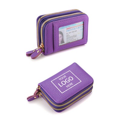 Double Zip Organ Card Wallet